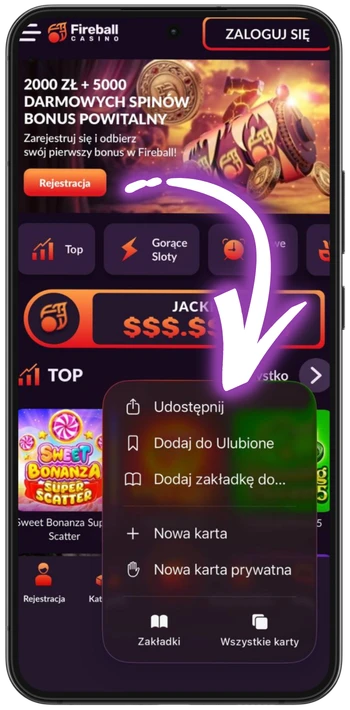 Fireball dodaj skrót iOS