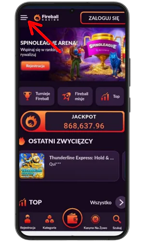 Otwórz menu Fireball